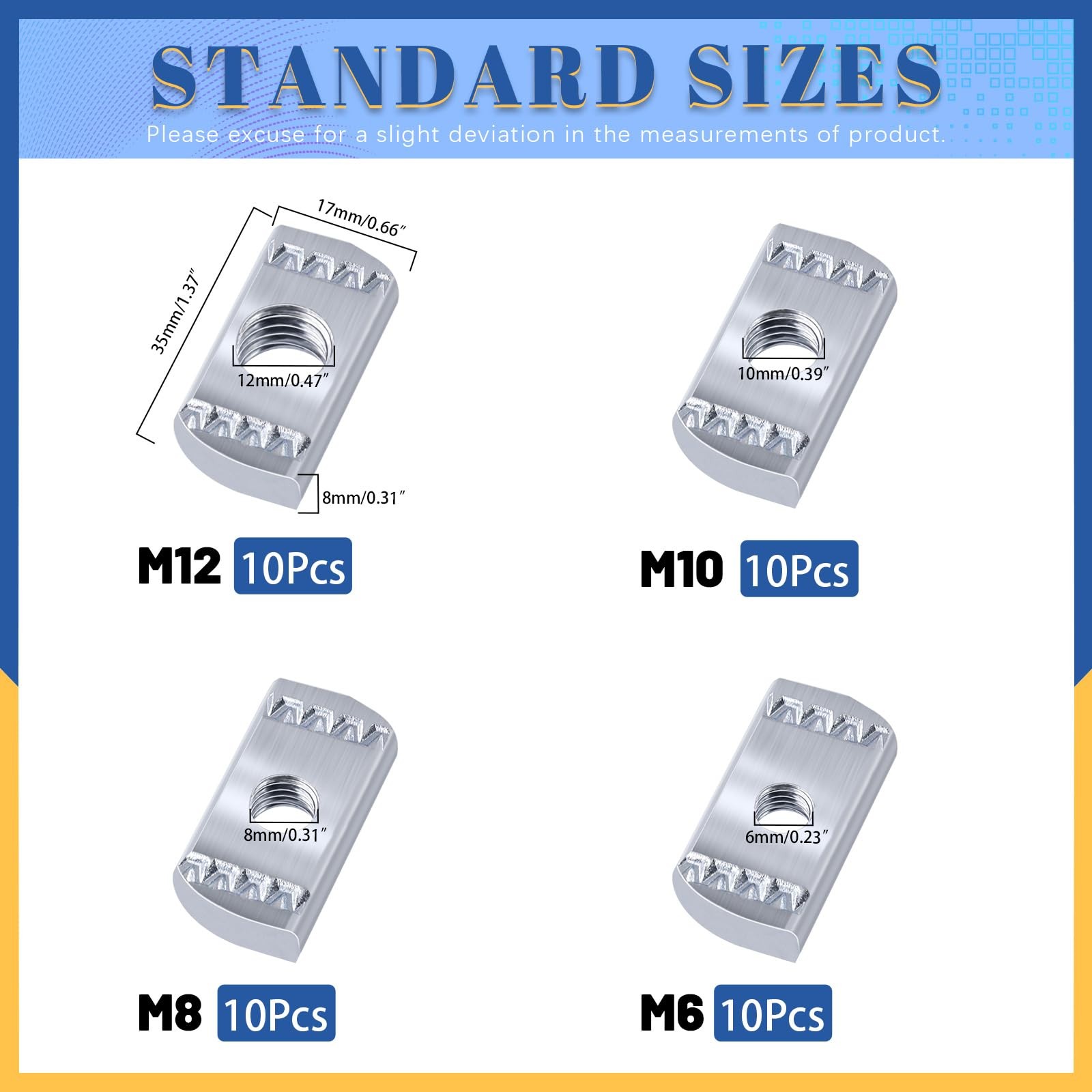 40Pcs Strut Channel Nuts Set, M6 M8 M10 M12 No Spring Thickened Nuts with Zin...