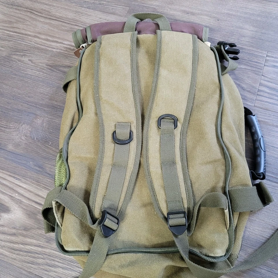 Kaka Hombres Verde Marrón Lona Convertible Bolso de Lona Mochila Equipaje Senderismo  Foto 3 de 4