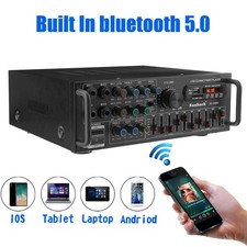 Sunbuck 2000W Power Amplifier 2-CH Bluetooth 5.0 Stereo FM USB EQ AUX w/ Remote