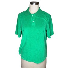OUTERKNOWN Rewind Terry Polo Shirt Short Sleeve Vibrant Green Women's Size Small
