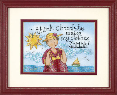 Dimensions Chocolate Shrinks My Clothes Stamped Cross Stitch, NEW