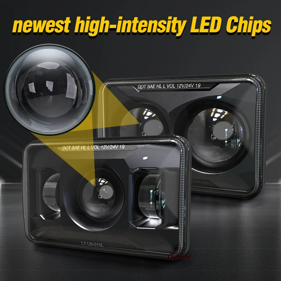 Brightest 4pcs 4x6" Led Headlights H4656 for Kenworth T400 T600A T800 W900 - Image 4 of 4