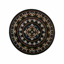 18" black Marble Coffee corner Center Table Top inlay antique Mosaic round k5