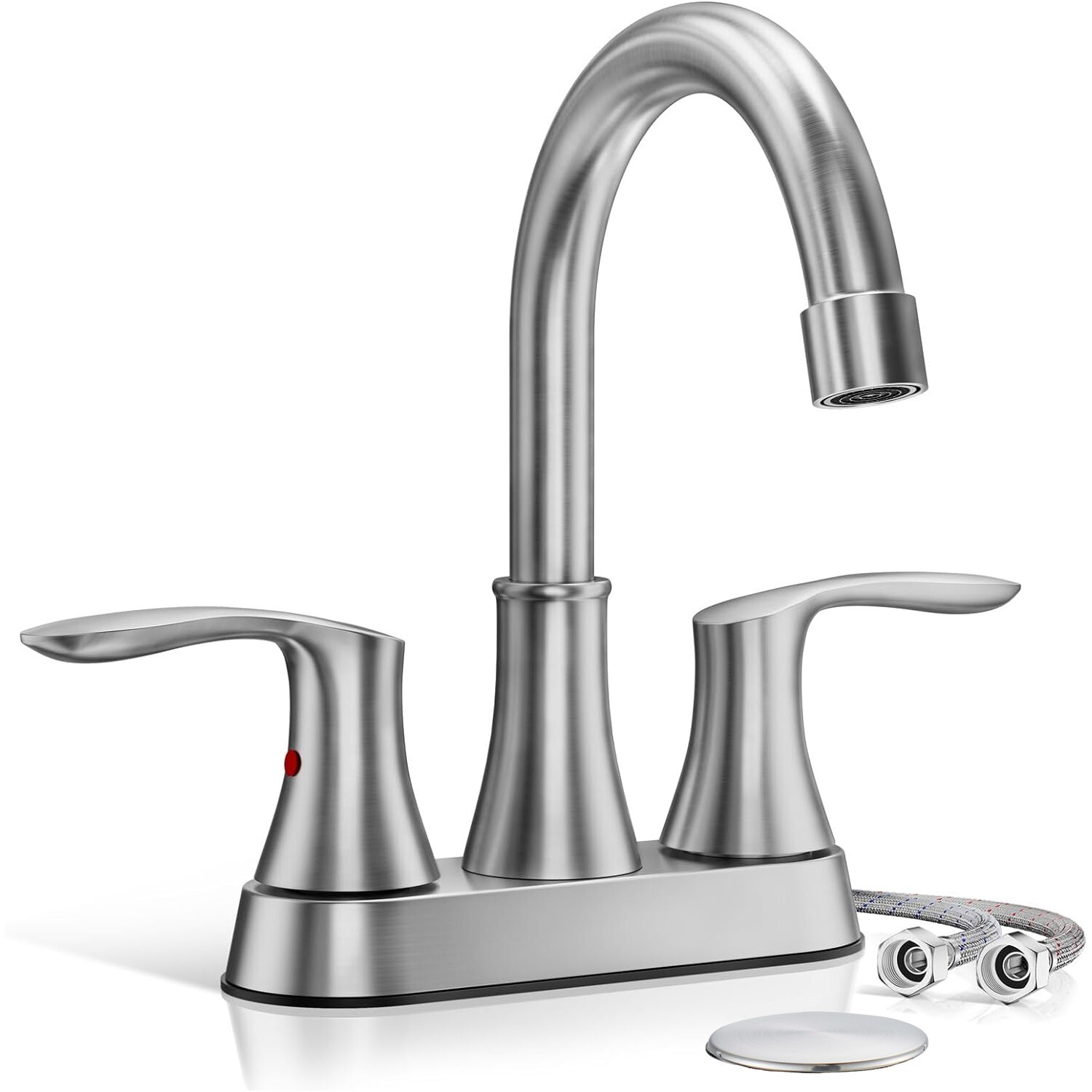 Brushed Nickel Bathroom Faucet 2 Handle Bathroom Sink Faucet with Pop-Up Drain