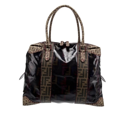FENDI LARGE MIXED MEDIA B MIX TOTE 2007 COLLECTION ANIMAL PRINT PRE-LOVED ZUCCA