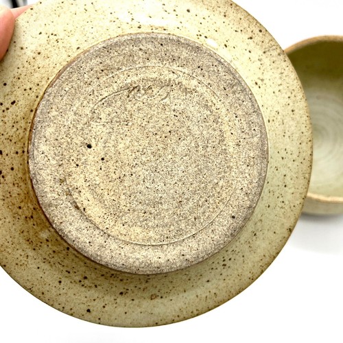 Haas Pottery Butter Cheese Keeper with Lid and Handle, Round Stoneware Server - Picture 2 of 10
