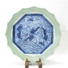 A1263 Popular Japanese old IMARI porcelain biggish plate of SOME-SEIJI w/phoenix
