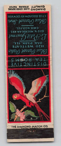 Vintage Blue Parrot Inn Le Petit Gourmet Distinctive Tea Rooms Matchbook
