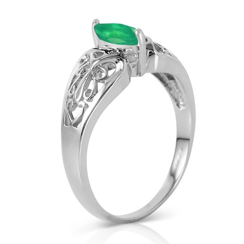 18K. SOLID GOLD FILIGREE RING WITH NATURAL EMERALD - Picture 4 of 21