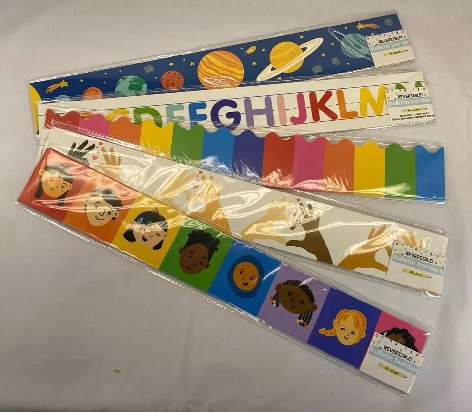 Lote de 40 Bordes de Boletín Reversibles, Coloridos Nuevos (14 Cuentas en Un Paquete) Foto 2 de 4