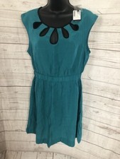 XXI Forever 21 Women's Teal/Black Sleeveless Short Length Dress Size M