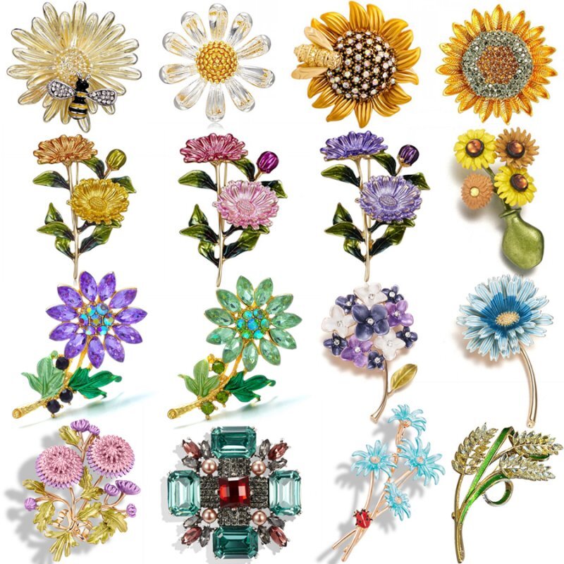 Elegant Flower Pearl Crystal Brooch for Women DIY Bouquet Jewelry