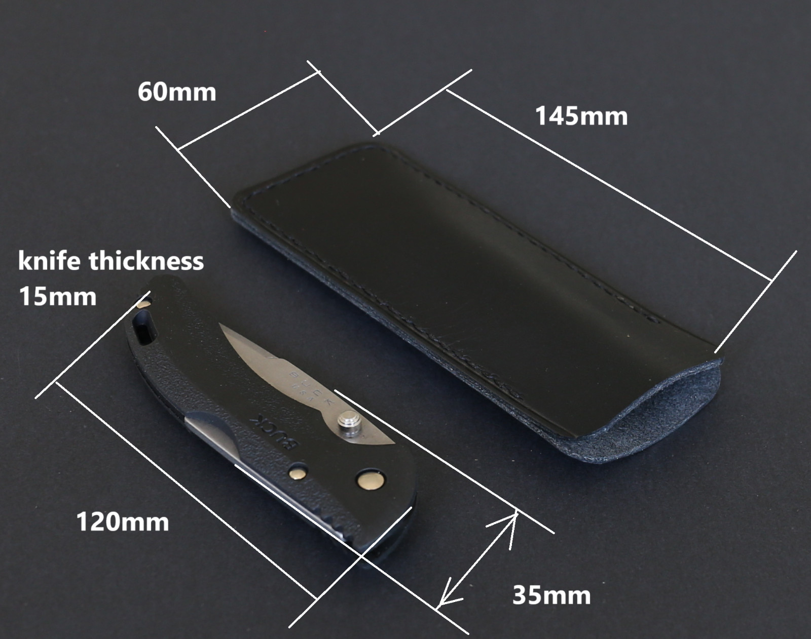 Leather Folding Blade Knife Sheath, Black Leather Knife Sheath, EDC Tools Pocket