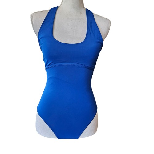 Fabletics Small Gabriella Royal Blue One Piece Swimsuit Laceup Back Snatched - Picture 2 of 14