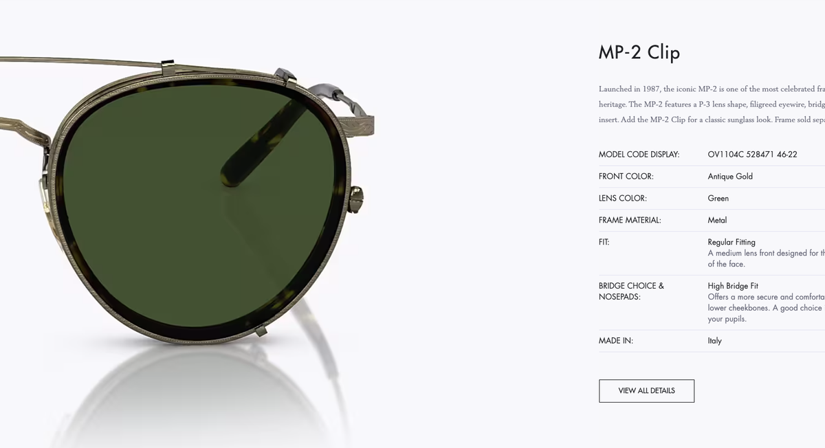 OLIVER PEOPLES MP-2 CLIP-ON Green MSRP$155 DEPP's Fav frames not