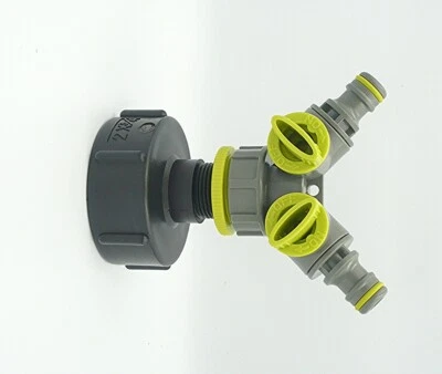IBC ADAPTER to Twin1/2" (13mm) Snap on Push Fit Hose Connector. c/w ON/OFF Taps