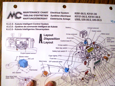 Kubota KX91-3a.s thru u45-3a.S Mini Excavator Electrical System