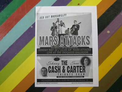 vtg 2000s Rockabilly scene revival flyer postcard sticker - bands clothing +