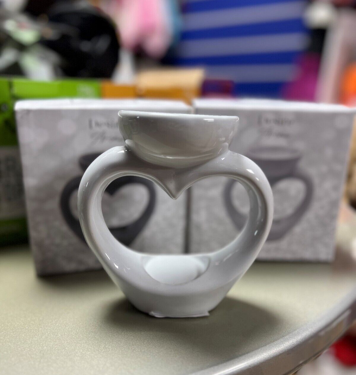 Wax Melt Oil Burner Tealight Holder White Ornament Gift heart Shape Gift Boxed