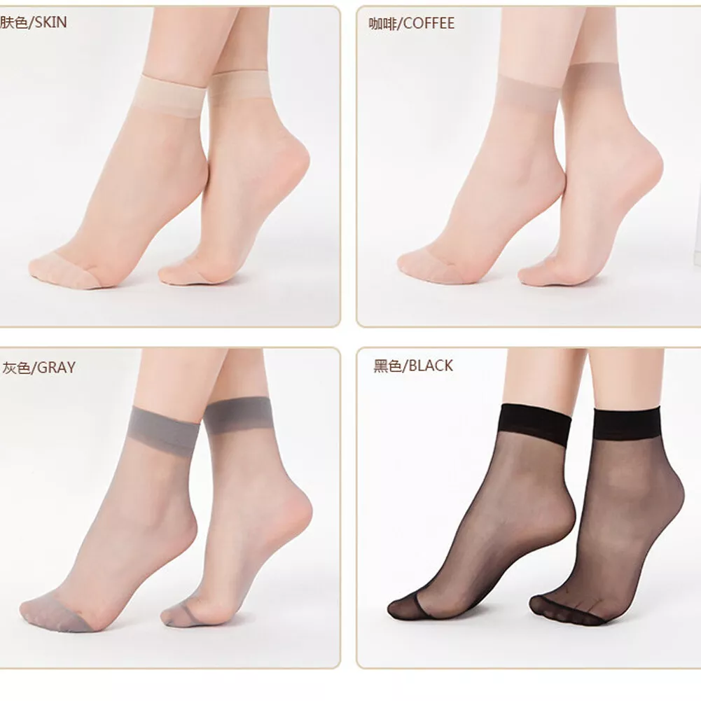 10 Pairs Women Socks for Summer Transparent Socks Ultra-thin Clear  Breathable