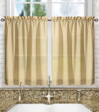Stacey Tailored 30” Curtains Almond Tier 56” Wide 504  A.L. Ellis