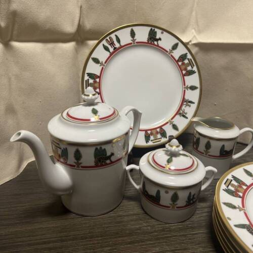 Cartier Limoges Coffee Pot Creamer Sugar Pot & 6 dinner Plates - Picture 1 of 10