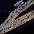 Ombre lilac roses gold metallic jacquard brocade ribbon trim ribbon-work antique