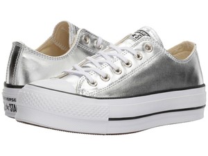 silver converse platform