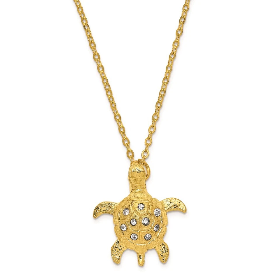 Caja de baratijas para tortugas marinas en tono dorado con joyas Foto 3 de 4