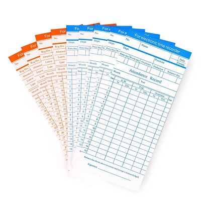 Flexzion Time Cards, Monthly Timesheet, Clock Timecard - 100 Pack, 6 Column