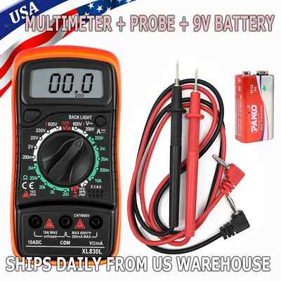 LCD Digital MULTIMETER Voltmeter Ohmmeter Ammeter Volt AC DC Tester Leads Meter