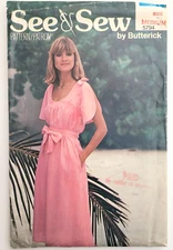 VTG 70s See & Sew Pattern 5794 Misses Dress Tie Waist Pockets Sz M, 12-14 UNCUT