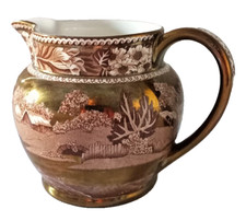 Vintage Wedgwood Fallow Deer Porcelain Creamer Pitcher White / Gold Luster