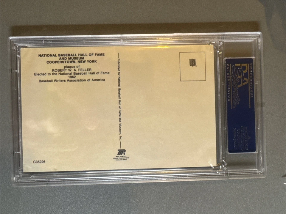 BOB FELLER Hall of Fame HOF Plaque Postcard PSA/DNA Auto Signed - Image 2 of 2