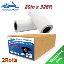 2 Rolls 20in x 328ft DTF Transfer Film Hot Peel Double Sided US Stock