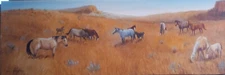  original oil painting western horses colts mustangs  desert  Carol Proebstel