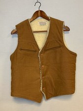 Vtg M 70s Sport-About Big Yank Fleece Corduroy Vest Retro Tan Hipster Fall