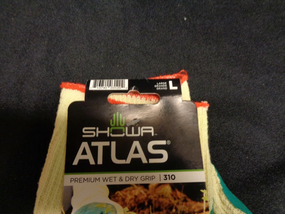 1 par de guantes de trabajo de jardinería de nailon verde con agarre Atlas Showa 310 nuevos Foto 4 de 4