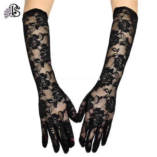 2 Pairs Floral Lace Gloves for Wedding Opera Costume Party 1920s Flapper Gloves - Picture 8 of 20