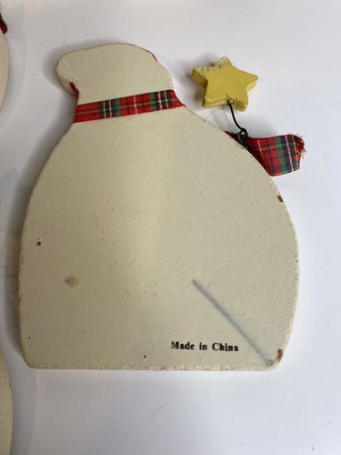 Christmas Snowman Vintage Wooden Coaster Set (6) Handpainted Holiday Decor - Picture 12 of 12