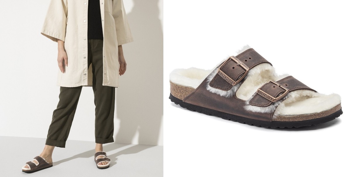 【BIRKENSTOCK】Arizona Slim-Fit Shearling サンダル Birkenstock $165 Arizona Shearling Sandals Waxy Leather