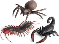 3PCS Rubber Insect Animal, Scorpion TPR Super Stretchy Bug Figures Bath Pool Toy