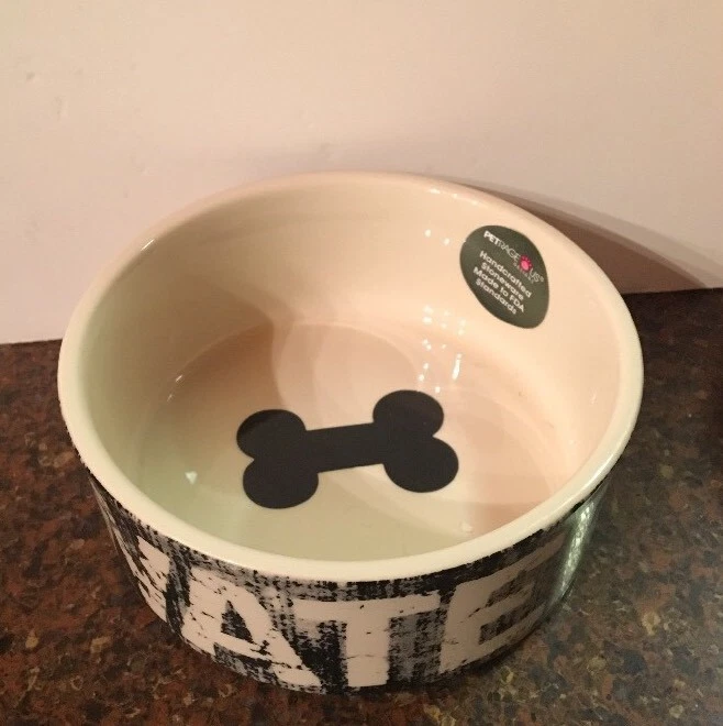 PetRageous Vintage 6" Cuenco de Agua Negro/Natural 3.5 Tazas Estilo # 10003 NUEVO Foto 2 de 4