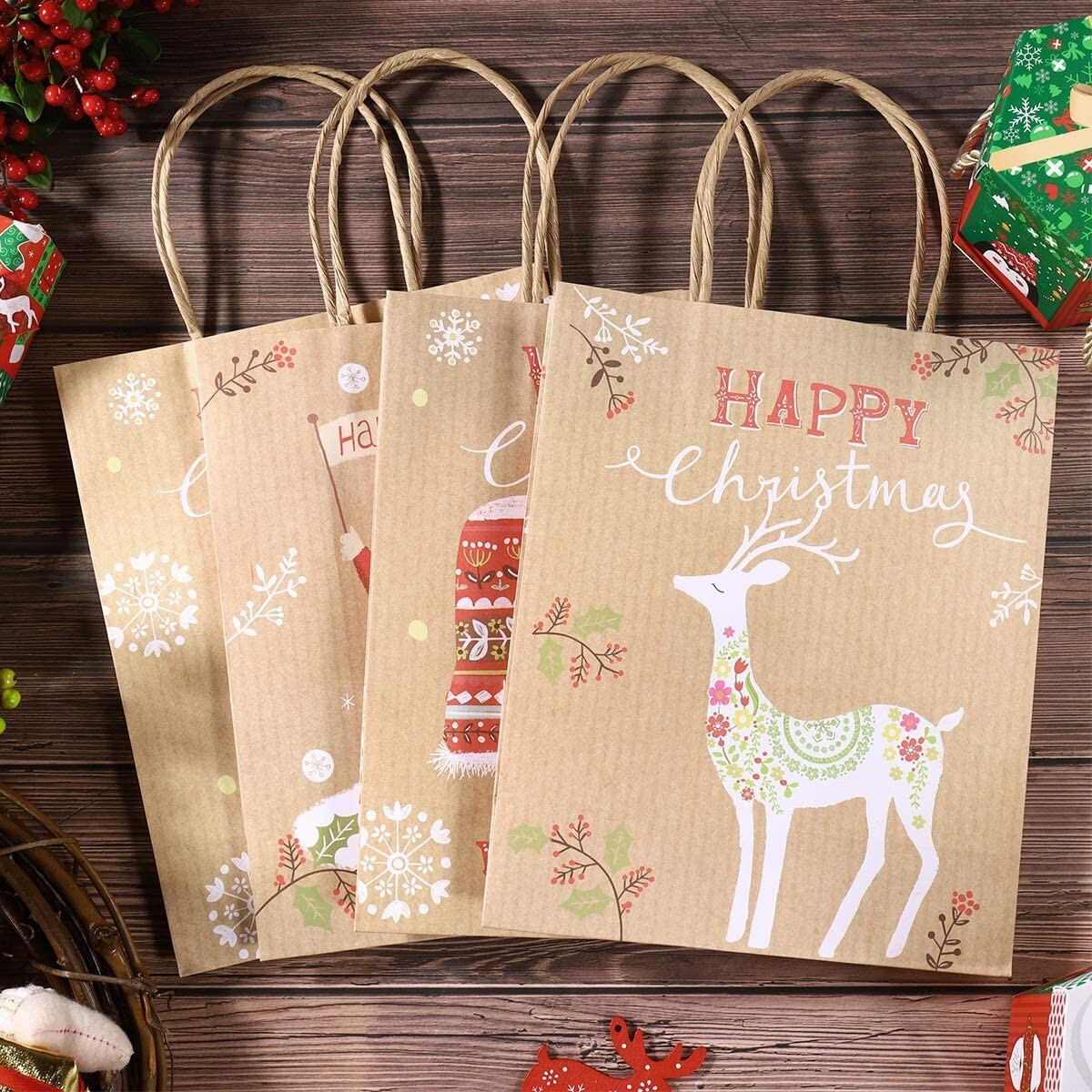 12 x Christmas Gift Bags for Christmas Party Favours Chocolate Sweets