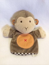 Carters Plush Crinkle Ear Monkey Hand Puppet Brown Orange Circle Tummy 9"