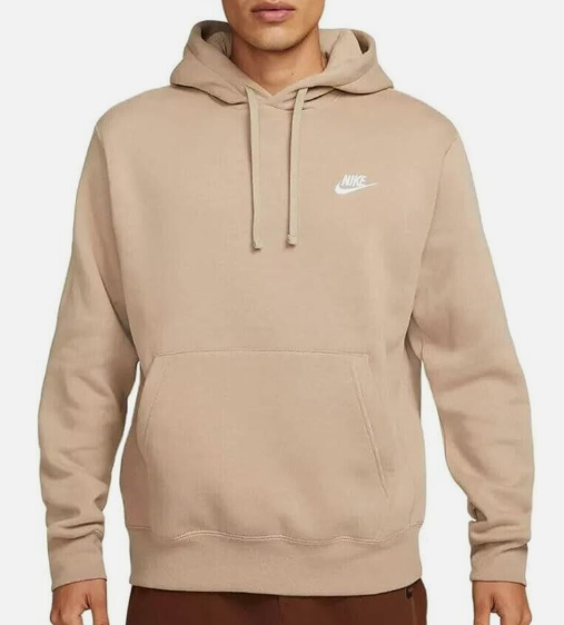 *NEW* Men's NIKE CLUB FLEECE PULLOVER HOODIE KHAKI (BV2654 247), Sz SM 2XL