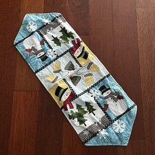 Trim A Home Christmas Table Runner 13" x 36" 100 Cotton Snowman Winter Trees