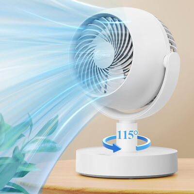 Desk Fan for Bedroom, Mini Portable Air Circulator, Rechargeable Small Desk Fans