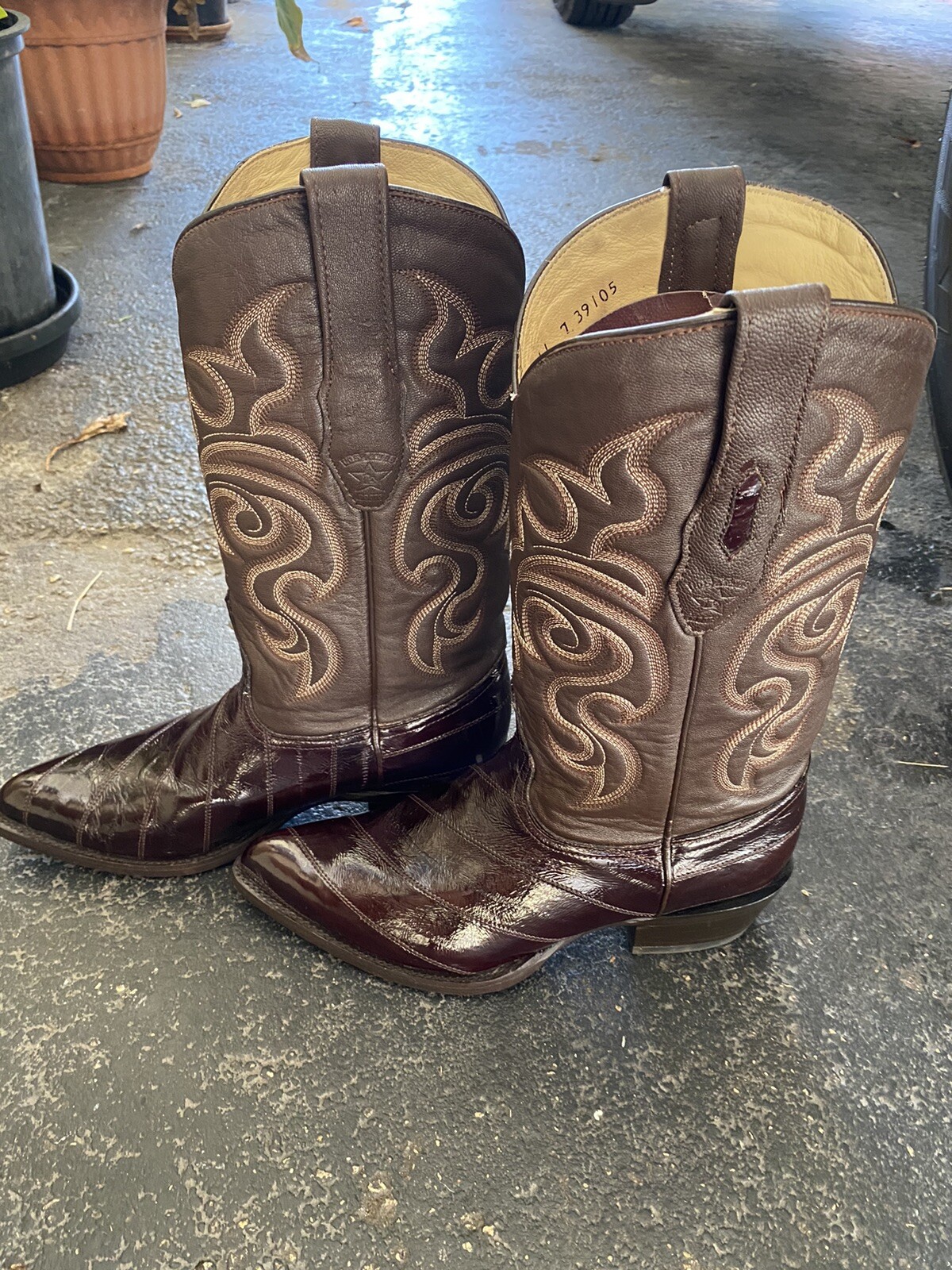 Los Altos Men's Cowboy Boots Genuine Eel Skin Metalli… Gem