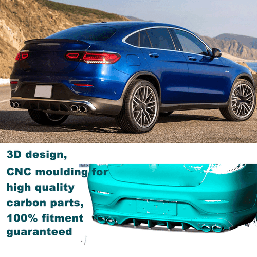Carbon Heckdiffusor Diffusor Heckansatz für Mercedes GLC C253 GLC43 2020-21 - Picture 2 of 10